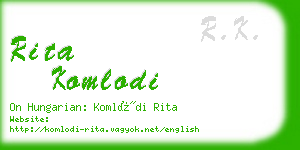 rita komlodi business card